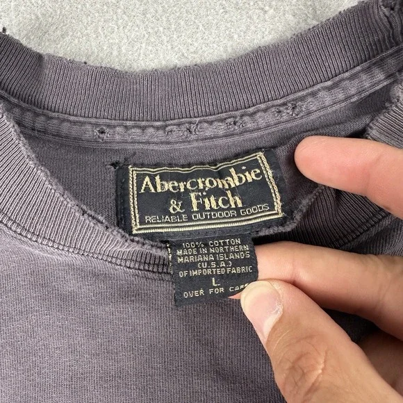 Vtg Y2K Abercrombie‎ Fitch Graphic T Shirt Men's Large Blue Faded Distressed - Picture 12 of 16